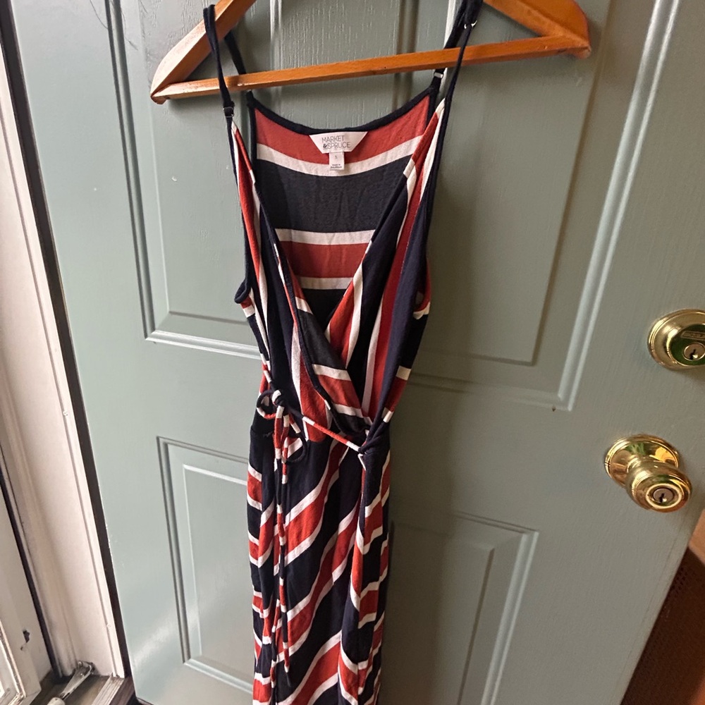 Market & Spruce Navy and Orange Striped Dress